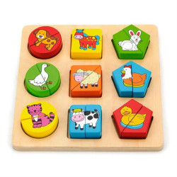 Дерев'яний пазл-сортер Viga Toys Фігури і звірята (59585)