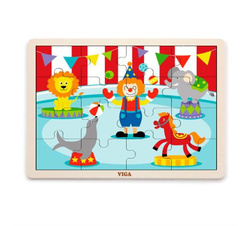 Дерев'яний пазл Viga Toys Цирк, 16 ел. (51455) Дерев'яний пазл Viga Toys Цирк, 16 ел. (51455)