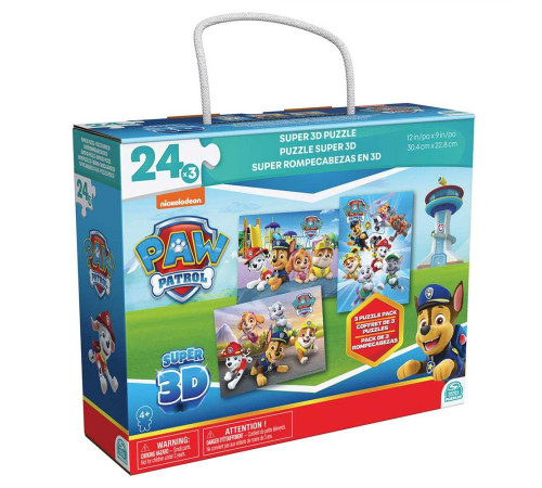 Пазл Spin Master Супер 3D "Щенячий патруль" 3в1, 30 х 23 см 48 ел.