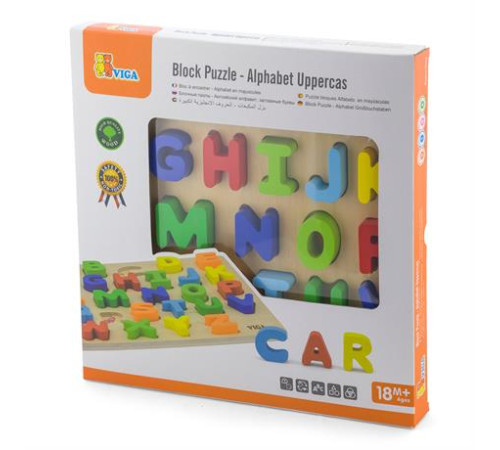 Дерев'яний пазл Viga Toys Англійський алфавіт великі літери (50124) Дерев'яний пазл Viga Toys Англійський алфавіт великі літери (50124)