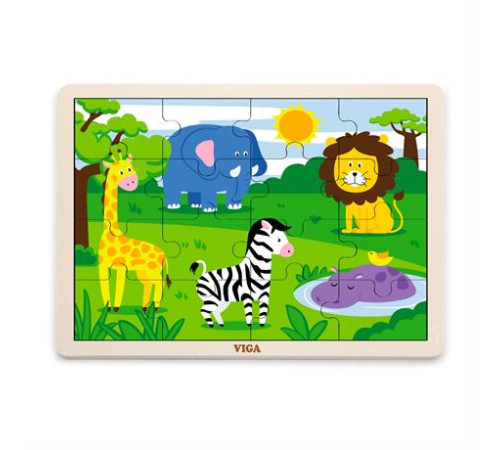 Дерев'яний пазл Viga Toys В Африці, 16 ел. (51449) Дерев'яний пазл Viga Toys В Африці, 16 ел. (51449)