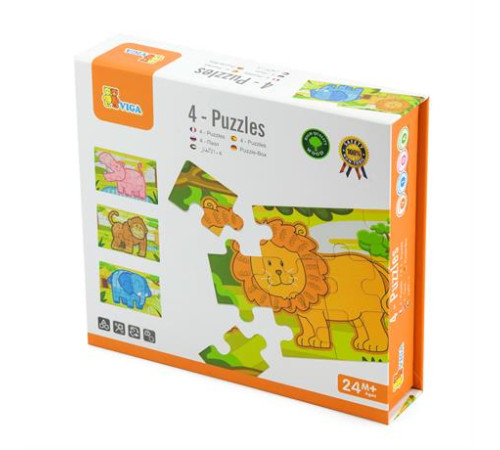 Дерев'яний пазл Viga Toys Джунглі 4 в 1, 48 ел. (50068) Дерев'яний пазл Viga Toys Джунглі 4 в 1, 48 ел. (50068)