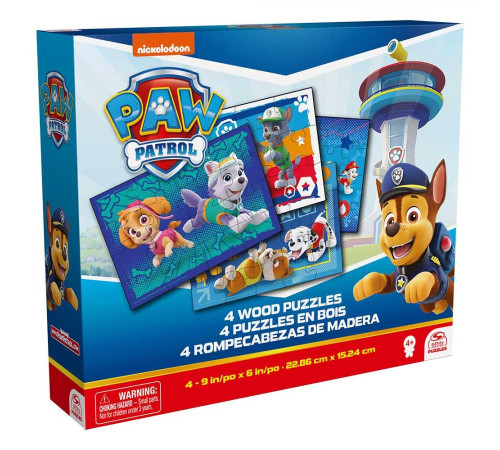 Пазл дерев’яний Spin Master "Щенячий патруль" 4в1, 23 х 15 см, 72 ел.
