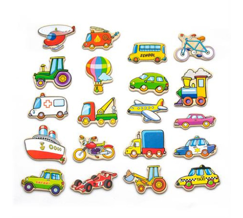 Набір магнітів Viga Toys Транспорт, 20 шт. (58924N) Набір магнітів Viga Toys Транспорт, 20 шт. (58924N)