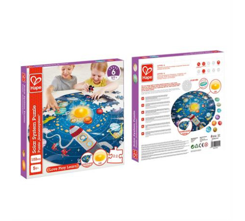 Дерев'яний пазл Hape Сонячна система з підсвіткою Сонця 102 ел. (E1625) Дерев'яний пазл Hape Сонячна система з підсвіткою Сонця 102 ел. (E1625)