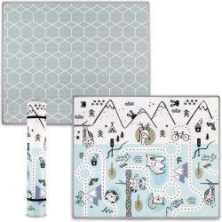 Килимок розкладний дитячий  180 x 150 x 1,5 см Nukido NK-342 Ліс-Геометрія блакитний