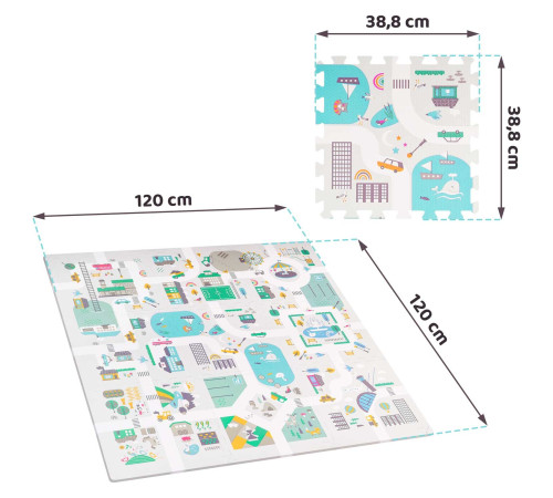 Килимок-пазл 120 x 120 см з фігурками Nukido Маленьке місто Килимок-пазл 120 x 120 см з фігурками Nukido Маленьке місто