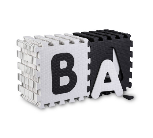 Дитячий килимок-пазл Ricokids 7493 Літери та цифри, 30 x 30 см 36 шт, чорно-білий