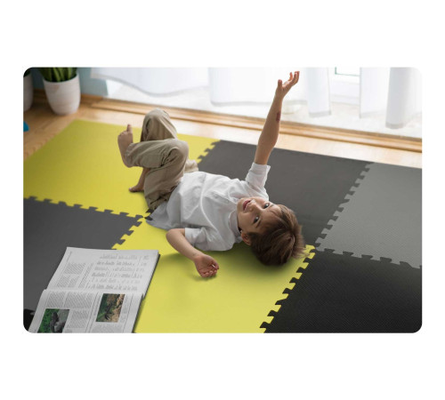Килимок-пазл, шахівниця Ricokids 180x180 см 9 шт сіро-жовтий Килимок-пазл, шахівниця Ricokids 180x180 см 9 шт сіро-жовтий