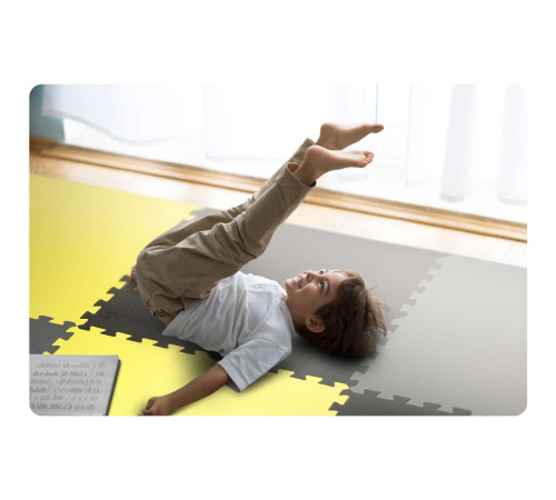 Килимок-пазл, шахівниця Ricokids 180x180 см 9 шт сіро-жовтий Килимок-пазл, шахівниця Ricokids 180x180 см 9 шт сіро-жовтий