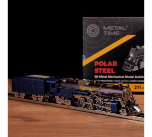 Колекційна модель-конструктор Metal Time Polar Steel color Поїзд кольоровий механічний (MT052)
