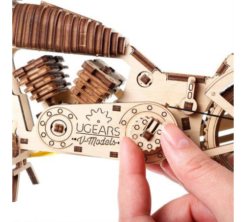 Дерев'яний механічний 3D конструктор Ugears Байк (70051)
