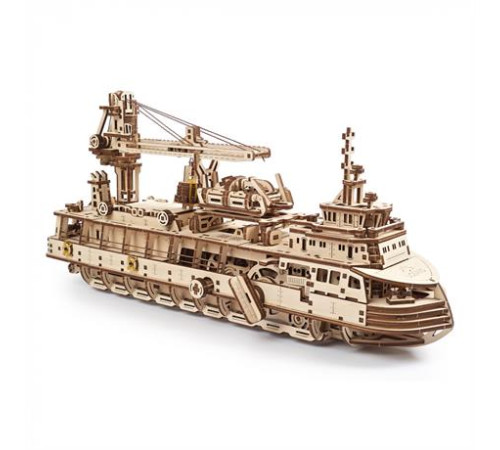 Дерев'яний механічний 3D конструктор Ugears Науково-дослідне судно (70135)