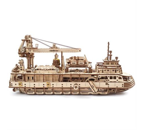 Дерев'яний механічний 3D конструктор Ugears Науково-дослідне судно (70135)