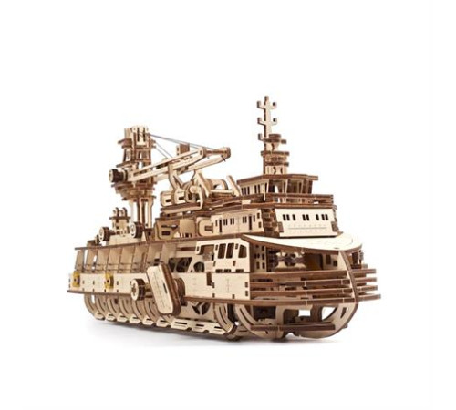 Дерев'яний механічний 3D конструктор Ugears Науково-дослідне судно (70135)