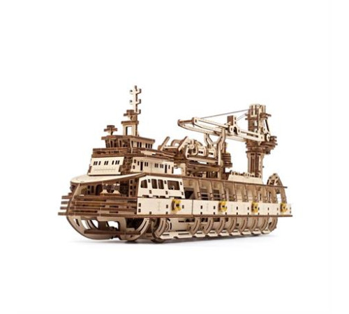 Дерев'яний механічний 3D конструктор Ugears Науково-дослідне судно (70135)