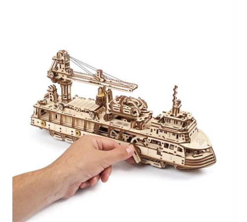Дерев'яний механічний 3D конструктор Ugears Науково-дослідне судно (70135)