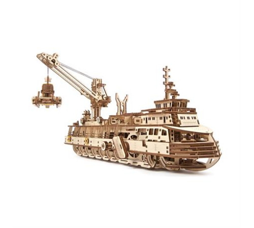 Дерев'яний механічний 3D конструктор Ugears Науково-дослідне судно (70135)