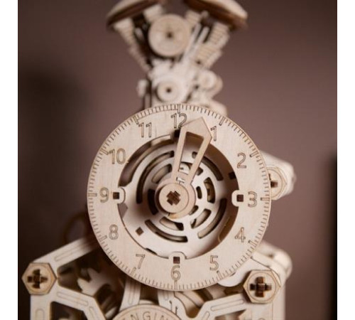 Дерев'яний механічний 3D конструктор Ugears Годинник двигун (70217)