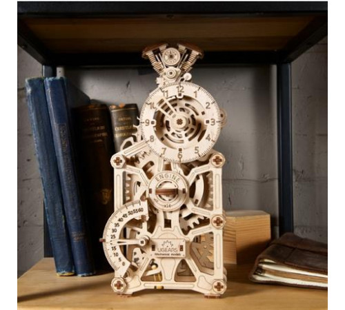 Дерев'яний механічний 3D конструктор Ugears Годинник двигун (70217)