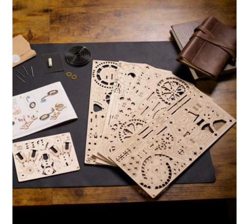 Дерев'яний механічний 3D конструктор Ugears Годинник двигун (70217)