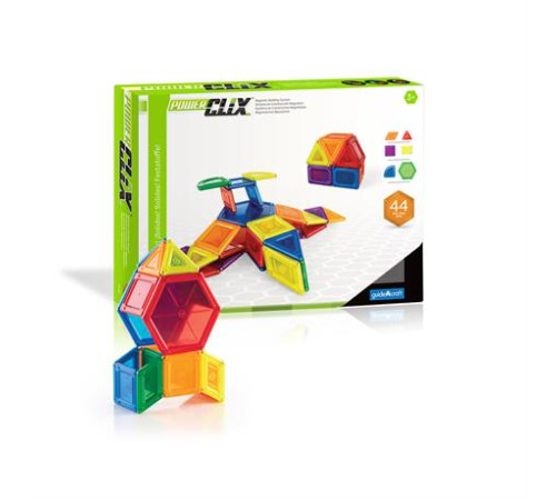 Магнітний конструктор Guidecraft PowerClix Solids, 44 ел. (G9421)