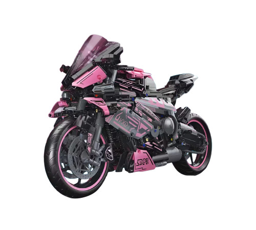 Дитячий конструктор Ramiz Мотоцикл-гонщик 2066 ел, чорно-рожевий