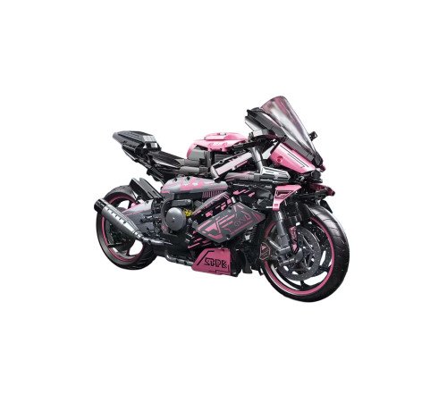 Дитячий конструктор Ramiz Мотоцикл-гонщик 2066 ел, чорно-рожевий