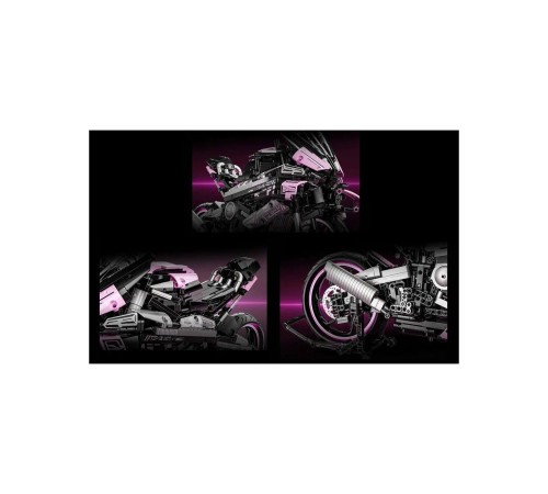 Дитячий конструктор Ramiz Мотоцикл-гонщик 2066 ел, чорно-рожевий