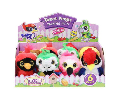 М'яка іграшка Funville Cutekins Гомінливі пташенята, Кардинал 12 см