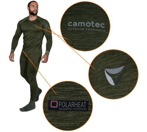 Термобілизна Polarheat QS Pro 2.0 Олива Меланж (7365), S Термобілизна Polarheat QS Pro 2.0 Олива Меланж (7365), S
