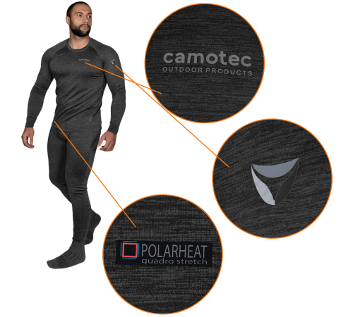 Термобілизна Polarheat QS Pro 2.0 Сірий Меланж (7366), S Термобілизна Polarheat QS Pro 2.0 Сірий Меланж (7366), S