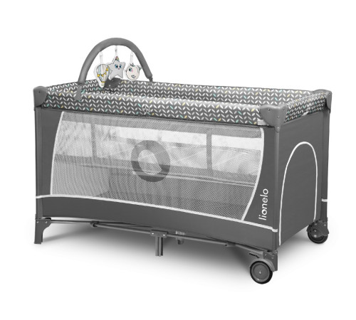 Ліжечко-манеж Lionelo Flower Grey Scandi 84 х 125 х 41 см - сірий