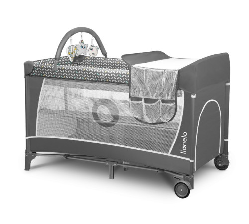 Ліжечко-манеж Lionelo Flower Grey Scandi 84 х 125 х 41 см - сірий