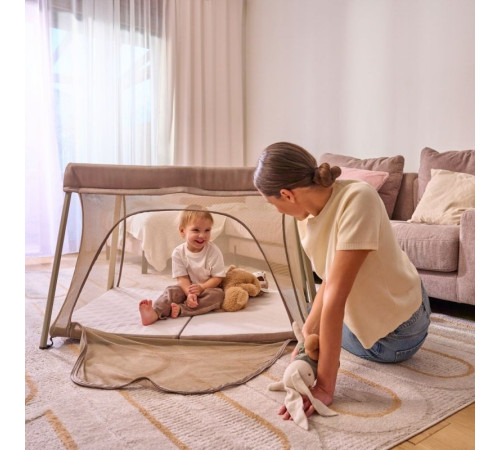 Ліжечко-манеж Lionelo ALICE BEIGE OLIVE 110,5 х 74,5 х 68 см - оливковий