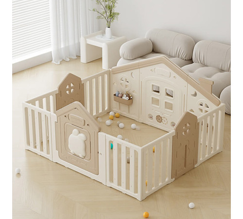 Дитячий манеж inSPORTline Doorino 150 x 180 x 100 см, бежевий