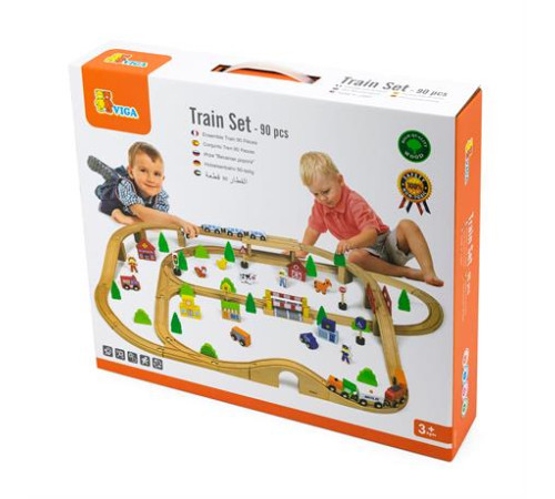 Іграшкова залізниця Viga Toys дерев'яна 90 ел. (50998) Іграшкова залізниця Viga Toys дерев'яна 90 ел. (50998)