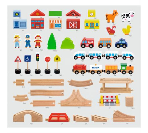 Іграшкова залізниця Viga Toys дерев'яна 90 ел. (50998) Іграшкова залізниця Viga Toys дерев'яна 90 ел. (50998)
