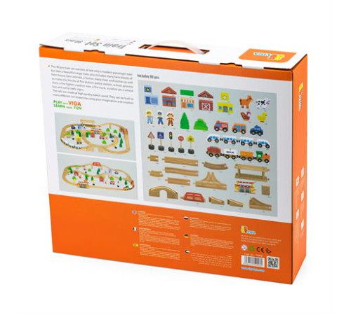 Іграшкова залізниця Viga Toys дерев'яна 90 ел. (50998) Іграшкова залізниця Viga Toys дерев'яна 90 ел. (50998)