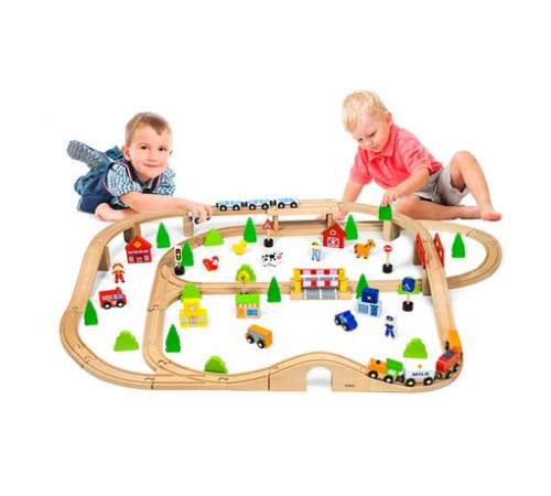Іграшкова залізниця Viga Toys дерев'яна 90 ел. (50998) Іграшкова залізниця Viga Toys дерев'яна 90 ел. (50998)