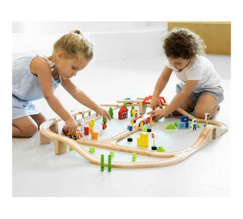 Іграшкова залізниця Viga Toys дерев'яна 90 ел. (50998) Іграшкова залізниця Viga Toys дерев'яна 90 ел. (50998)