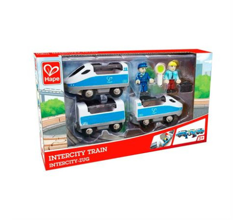 Набір для іграшкової залізниці Hape Поїзд Інтерсіті з вагонами (E3728)