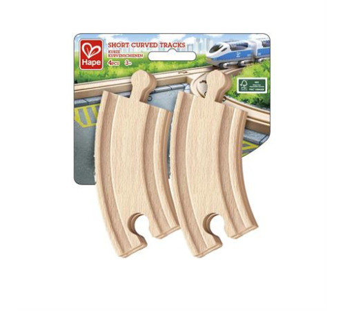 Набір для залізниці Hape короткі вигнуті рейки 4 шт. (E3776) Набір для залізниці Hape короткі вигнуті рейки 4 шт. (E3776)