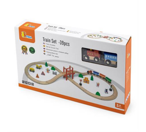 Іграшкова залізниця Viga Toys дерев'яна 39 ел. (50266) Іграшкова залізниця Viga Toys дерев'яна 39 ел. (50266)
