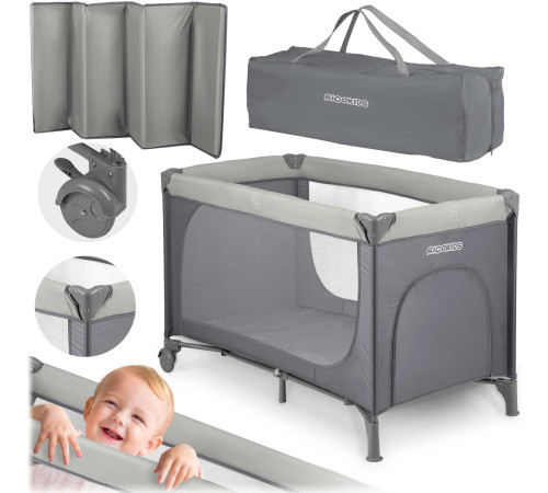 Ліжечко дитяче туристичне Ricokids 125 x 65 x 78 см світло-сіре Ліжечко дитяче туристичне Ricokids 125 x 65 x 78 см світло-сіре