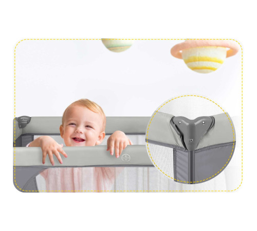 Ліжечко дитяче туристичне Ricokids 125 x 65 x 78 см світло-сіре Ліжечко дитяче туристичне Ricokids 125 x 65 x 78 см світло-сіре