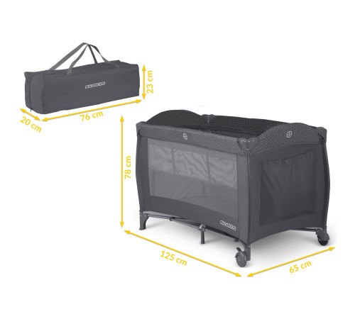 Ліжечко дитяче туристичне Ricokids 125 x 65 x 78 см антрацит Ліжечко дитяче туристичне Ricokids 125 x 65 x 78 см антрацит
