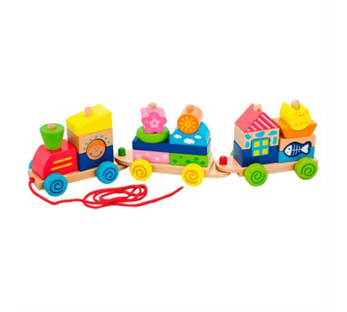 Дерев'яна каталка Viga Toys Поїзд із блоків (50089) Дерев'яна каталка Viga Toys Поїзд із блоків (50089)