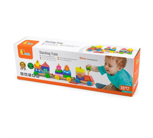 Дерев'яна каталка Viga Toys Поїзд із блоків (50089) Дерев'яна каталка Viga Toys Поїзд із блоків (50089)