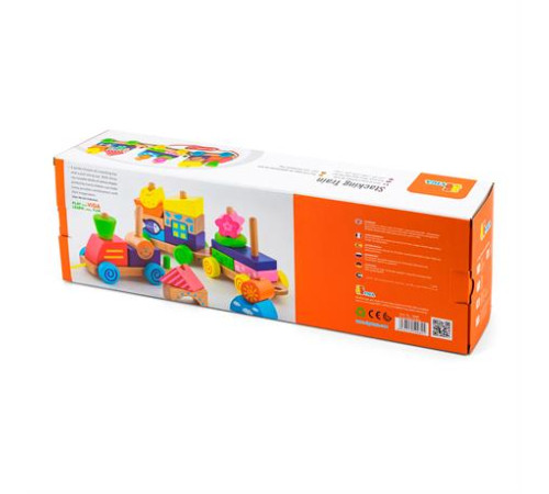 Дерев'яна каталка Viga Toys Поїзд із блоків (50089) Дерев'яна каталка Viga Toys Поїзд із блоків (50089)